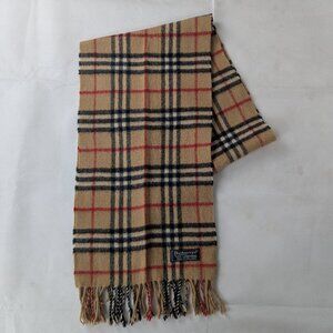 Burberry Nova Check Lambswool Scarf Beige Unisex Rare Designer Find